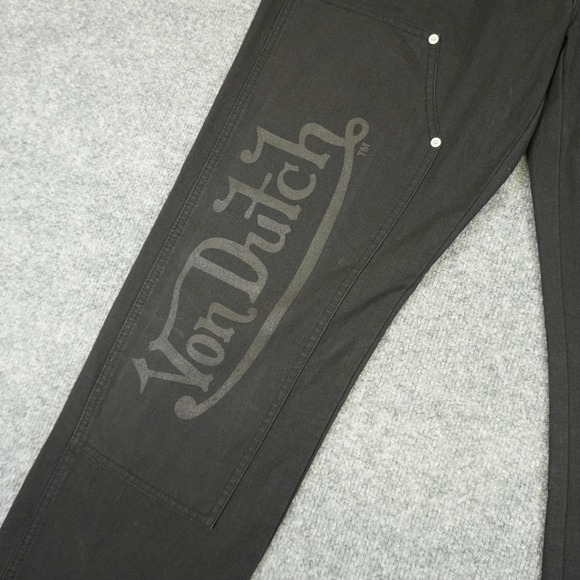 NEW Von Dutch Carpenter Pants Mens 36x30 Black Double Knee Canvas Logo Y2K - Picture 4 of 16